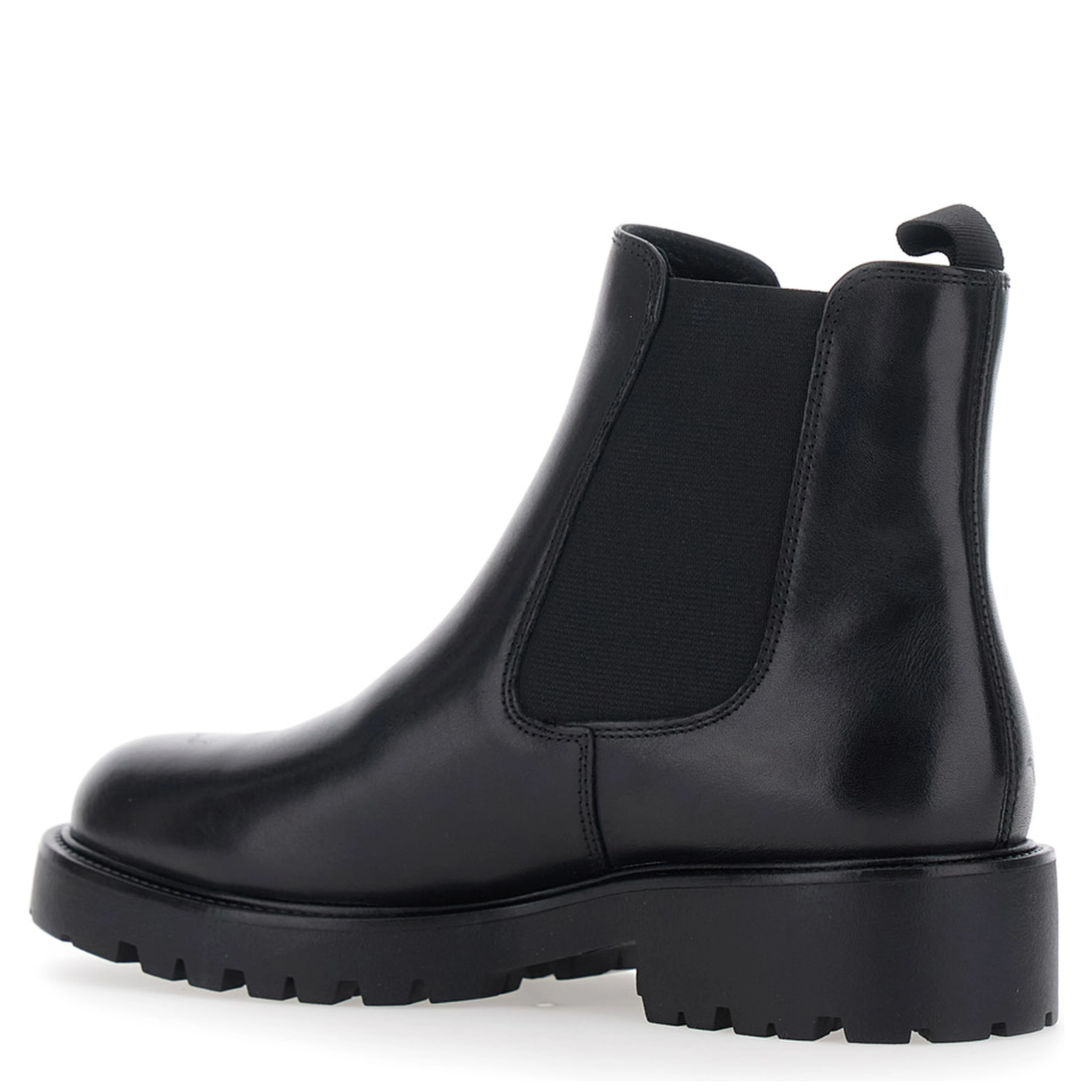 KENOVA Black Ankle Boots with Elasticized Details on the Side in Leather for Women