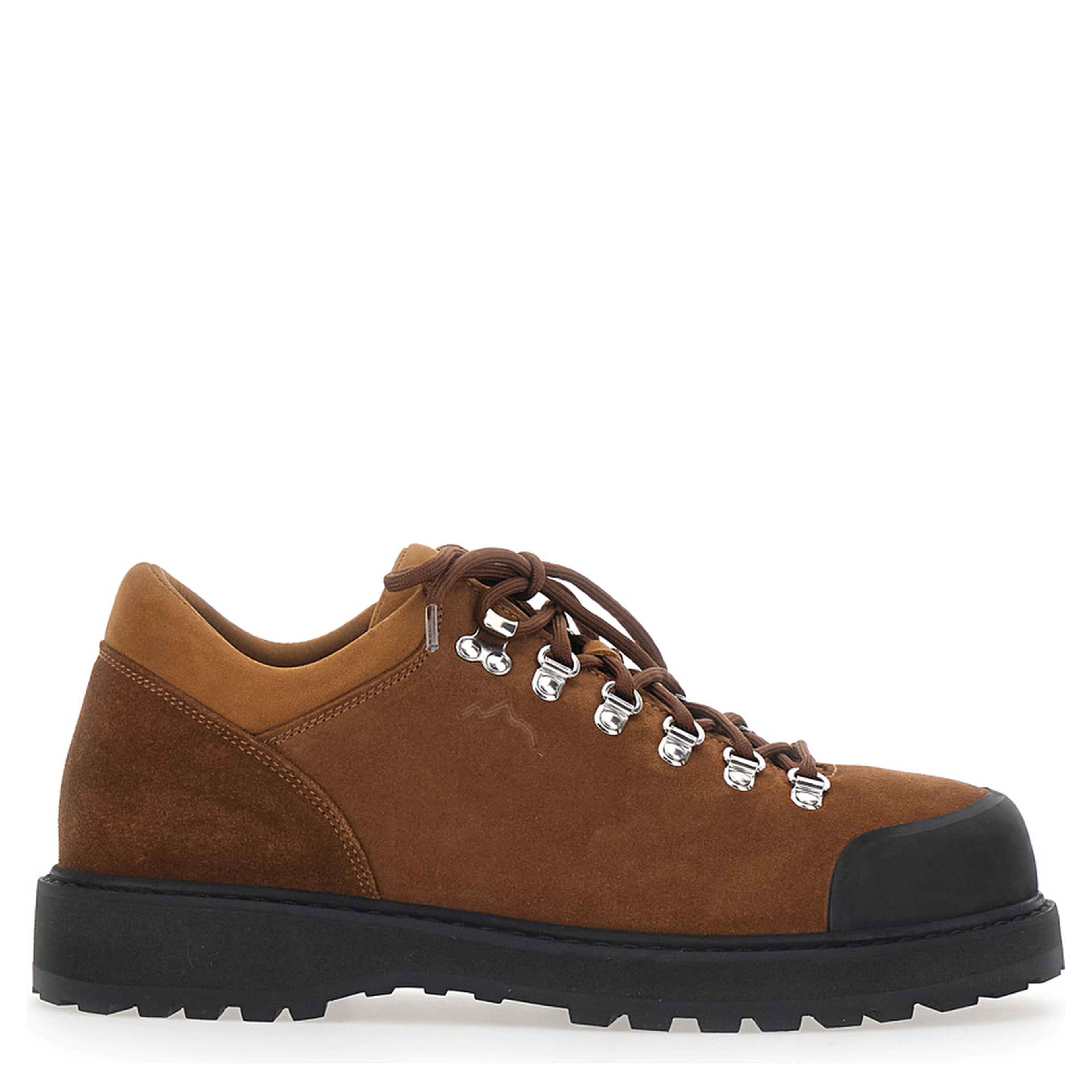 Brown ankle boots with rubber lug sole and Logo lettering on the tongue in leather for men