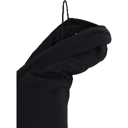Black Dress with sweetheart neckline and asymmetric straps in blend cotton for women