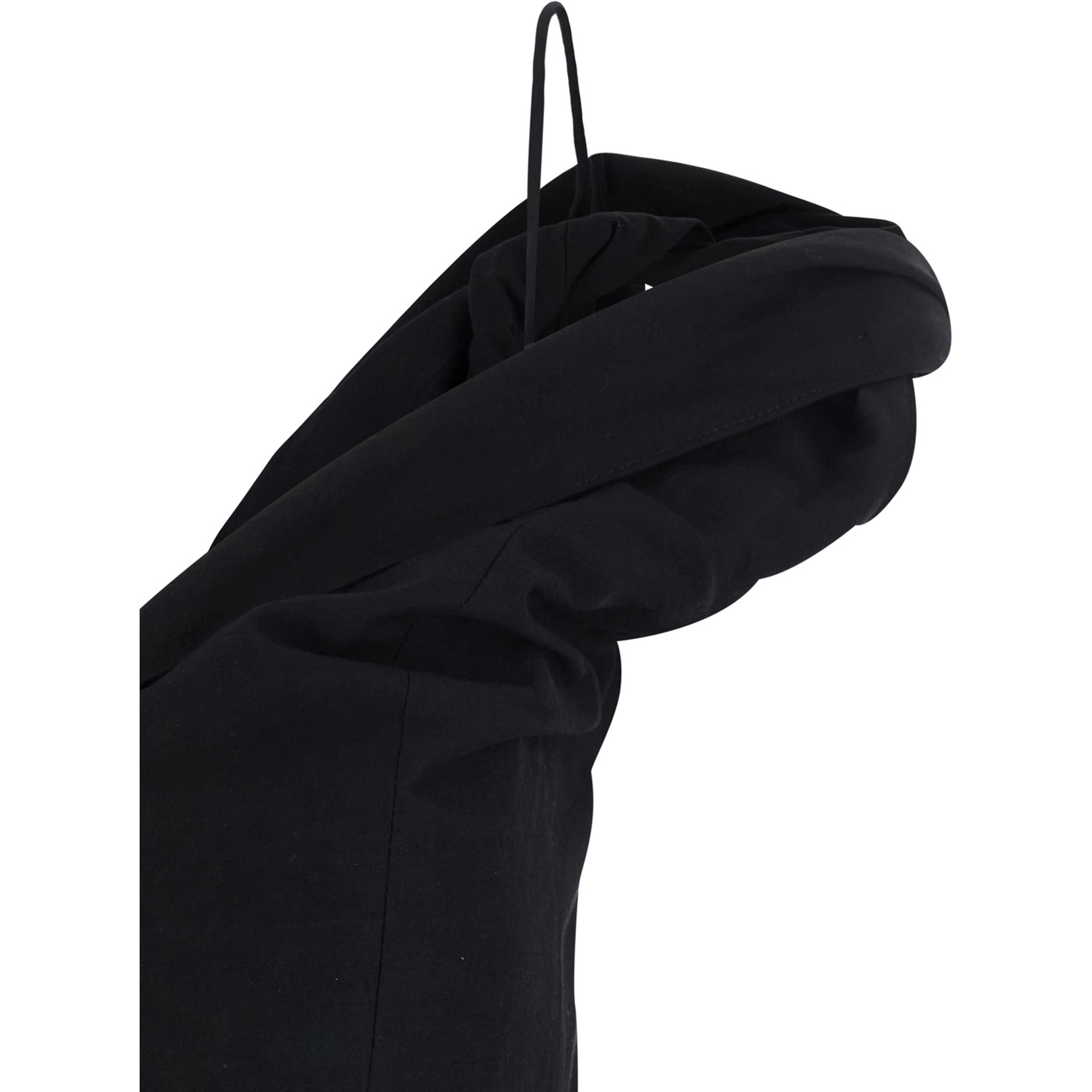Black Dress with sweetheart neckline and asymmetric straps in blend cotton for women