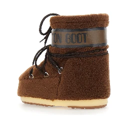 Icon Low Brown Snow Boots with Maxi Logo Print on the Side in Fleece for Women