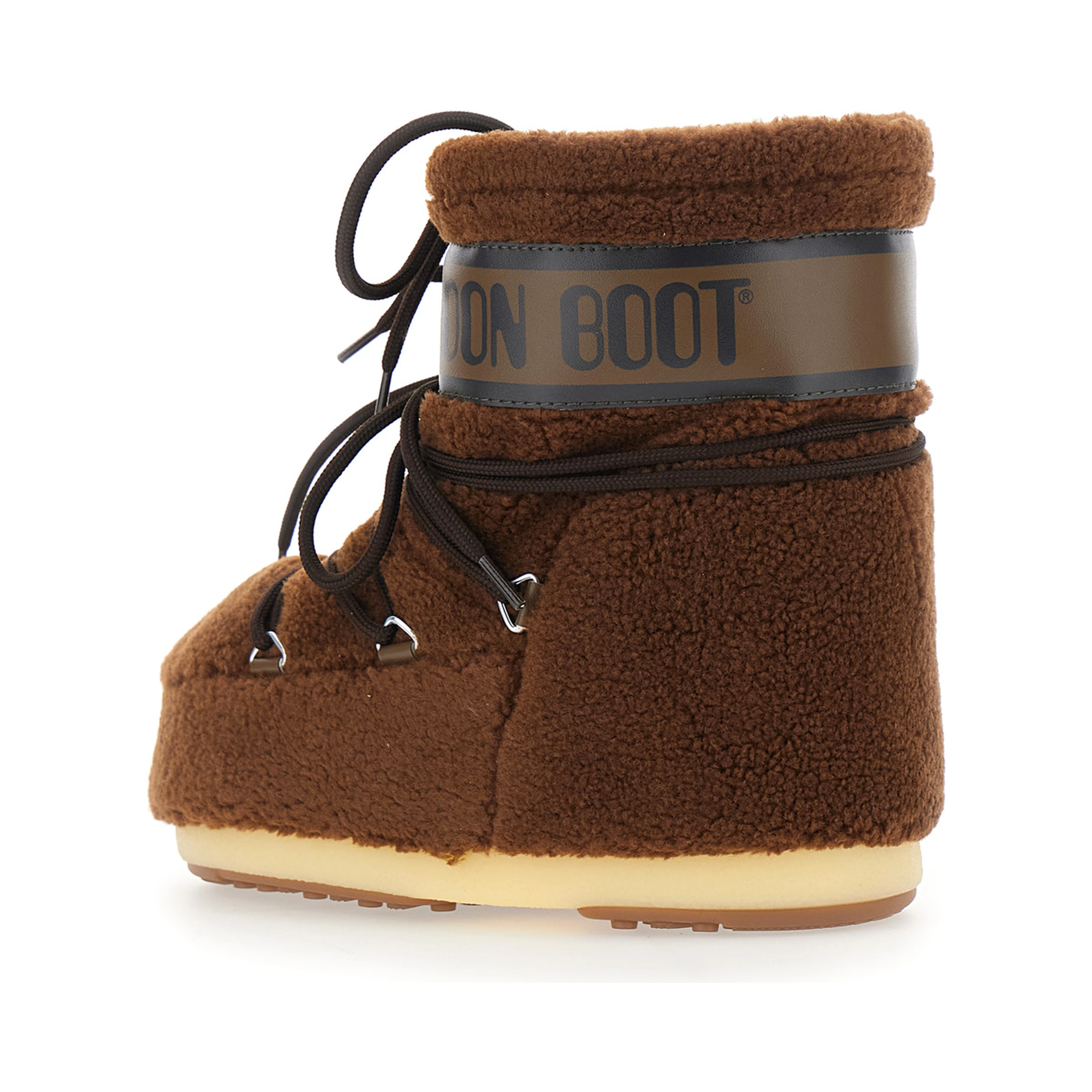 Icon Low Brown Snow Boots with Maxi Logo Print on the Side in Fleece for Women