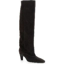 Amber Brown Knee-High Boots in Suede for Women