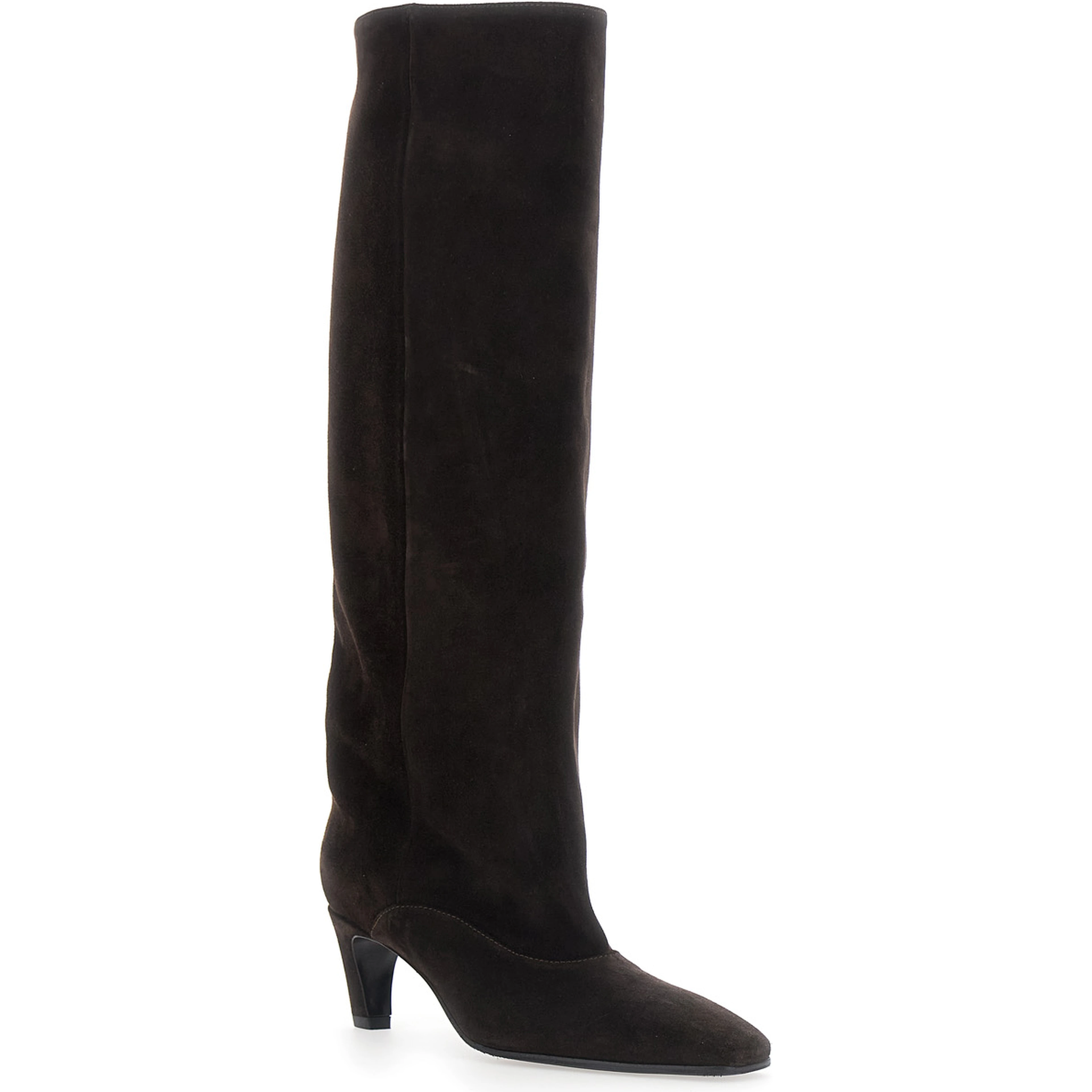 Amber Brown Knee-High Boots in Suede for Women