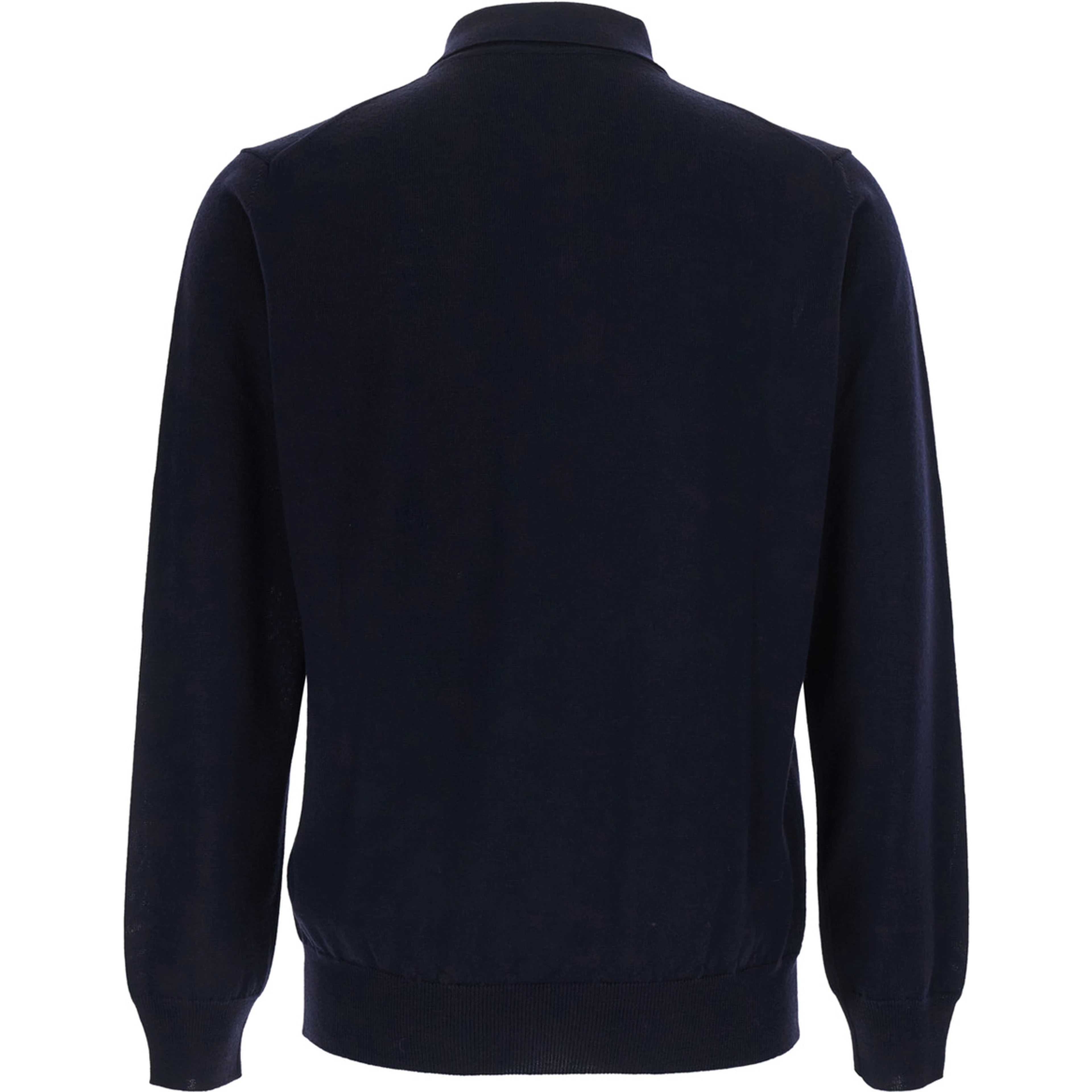 blue Polo Shirt with four-button closure in merino wool for men