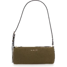 Izzy Green Shoulder bag with Logo Lettering on the Front and Adjustable Strap in Leather for Women