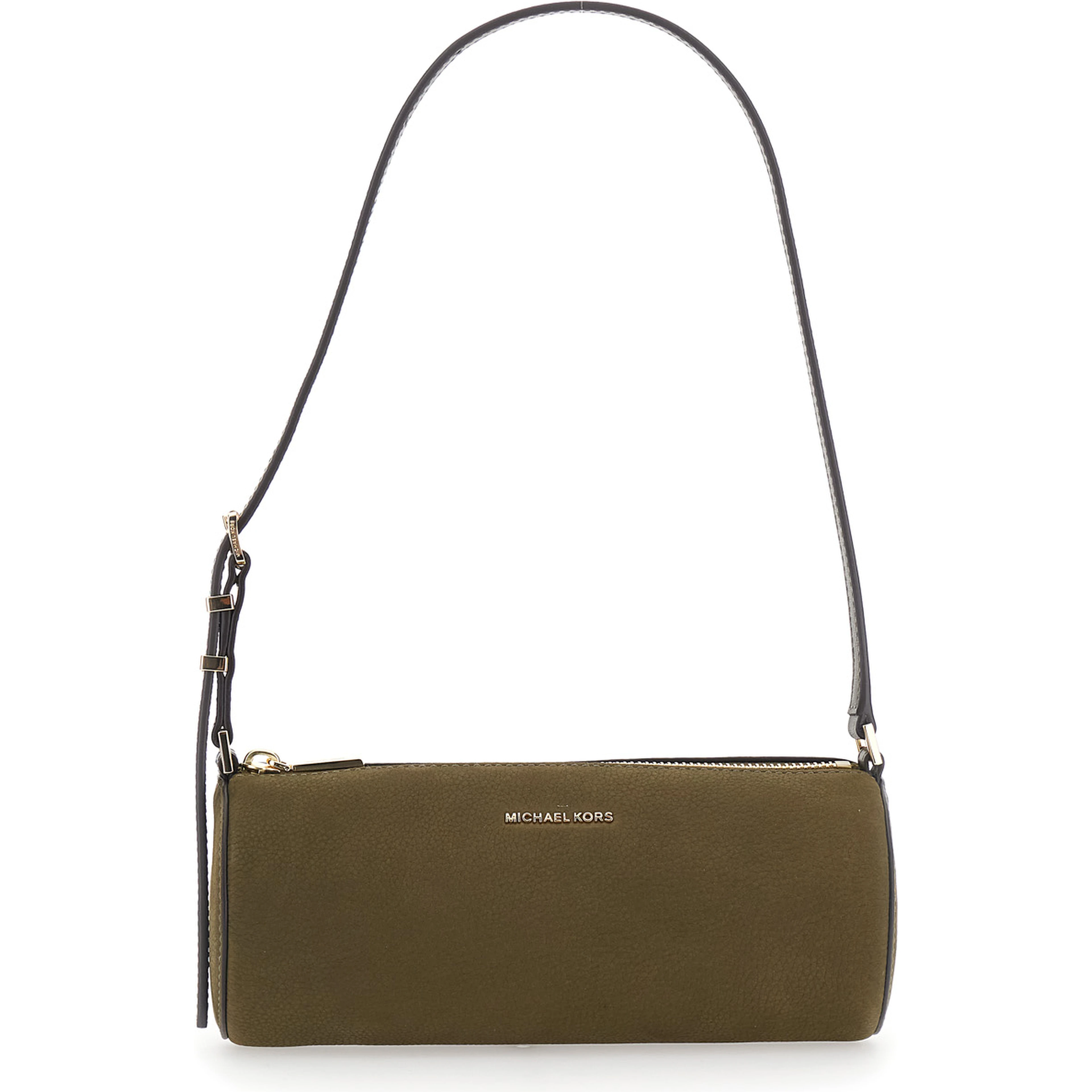 Izzy Green Shoulder bag with Logo Lettering on the Front and Adjustable Strap in Leather for Women