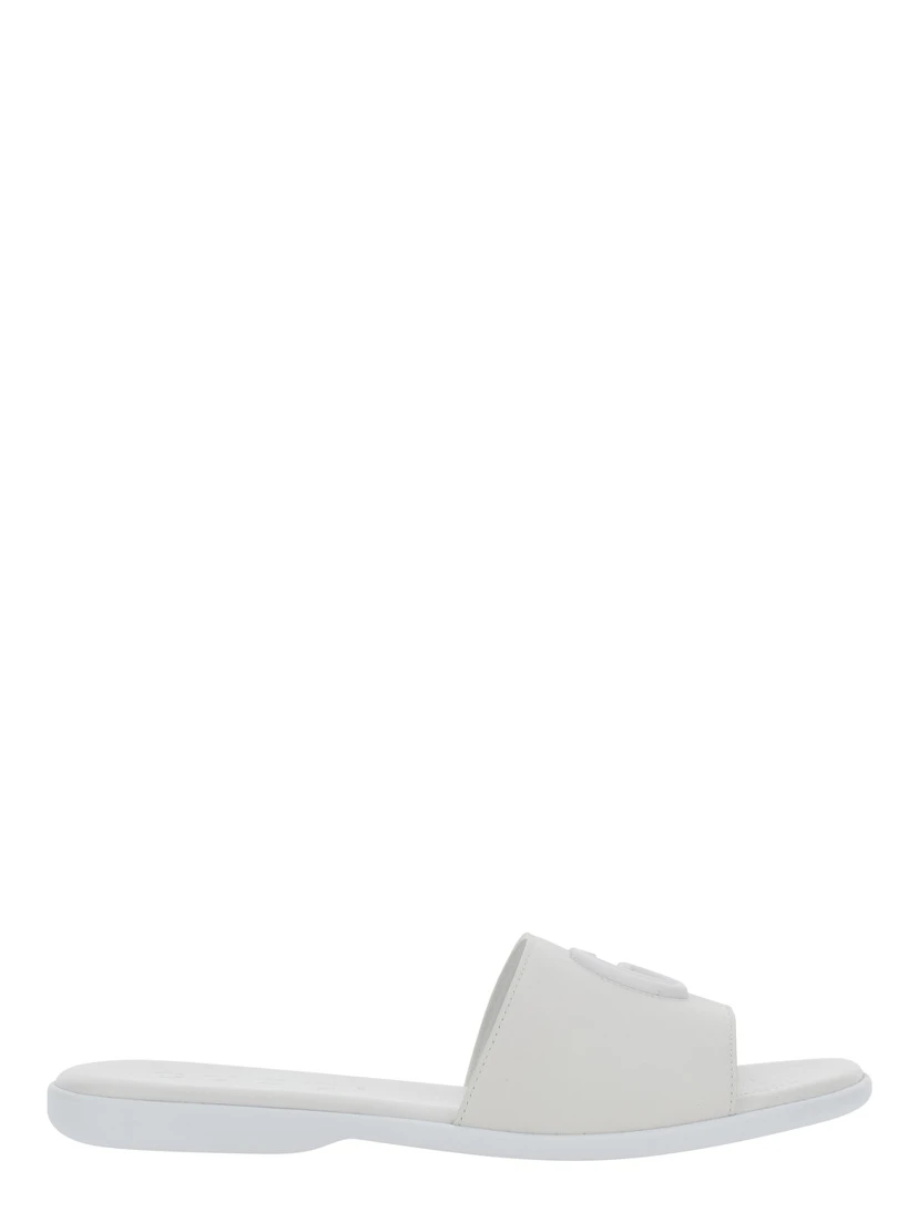 white Sandals with GG logo on the front in nappa women