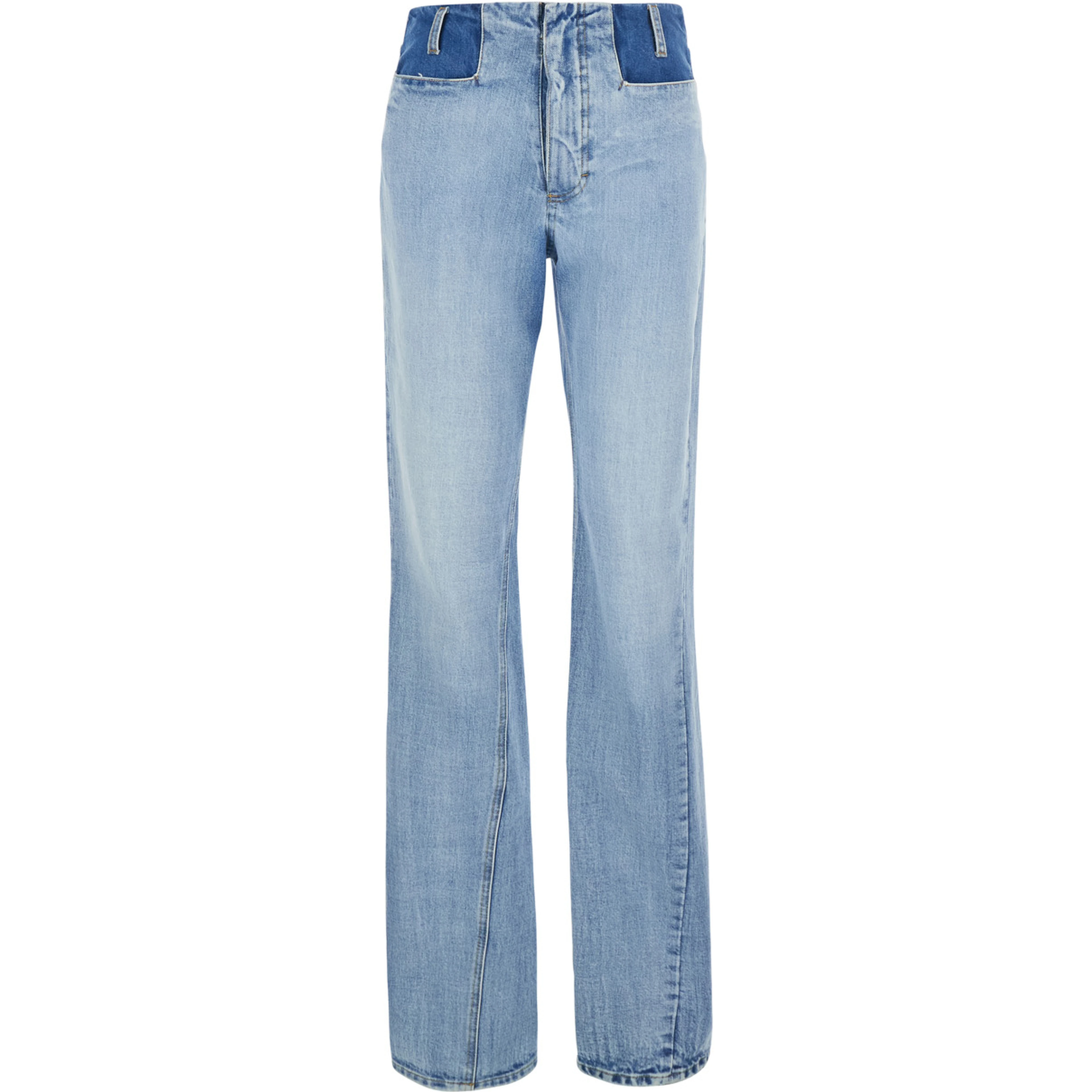 Light Blue Jeans with Contrasting Details on the Waist in Denim for Women