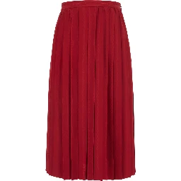 Red Pleated Skirt with chain GG motif in silk for women