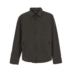 Shirt in Tech Fabric with Classic Collar and Long Sleeves Brown Unisex