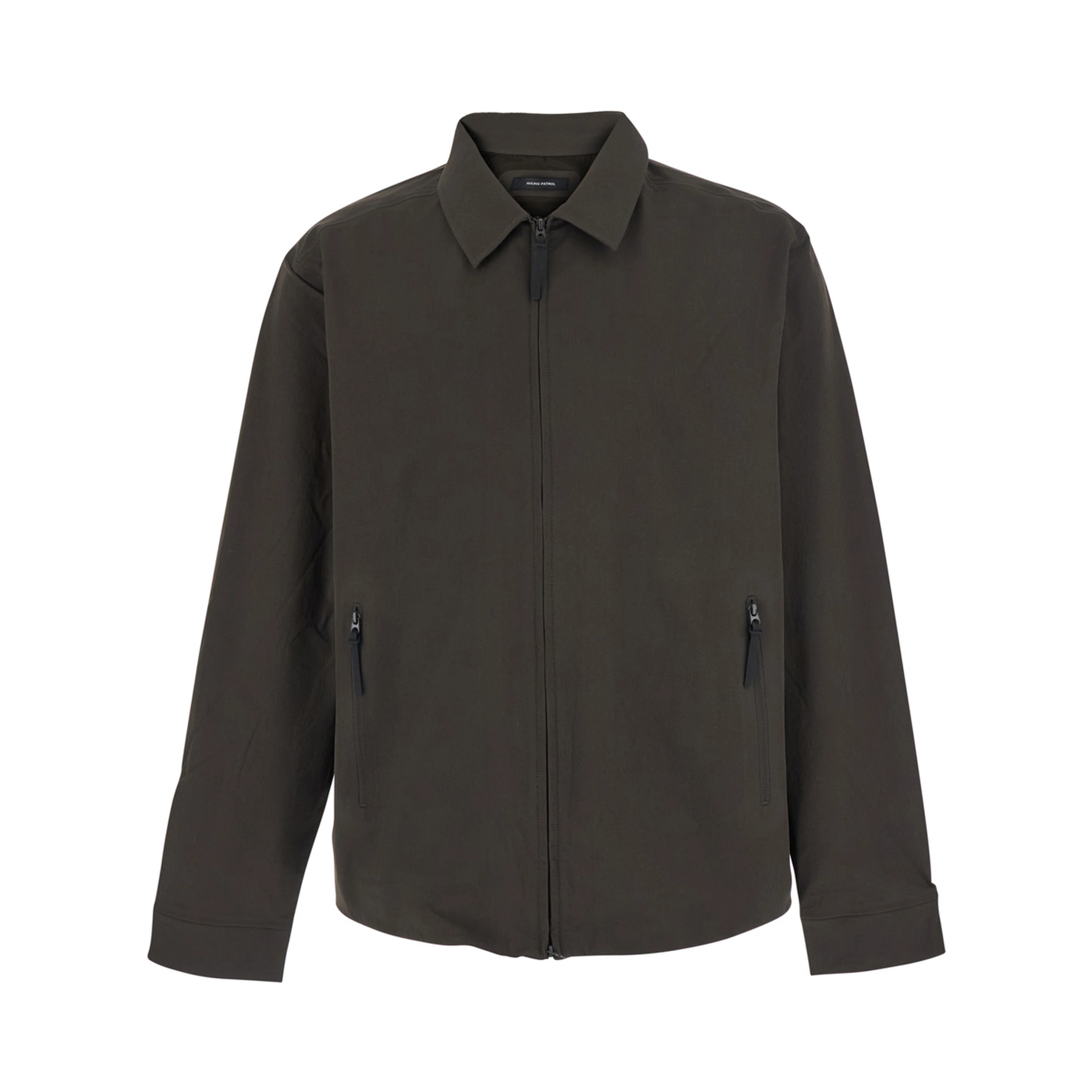 Shirt in Tech Fabric with Classic Collar and Long Sleeves Brown Unisex