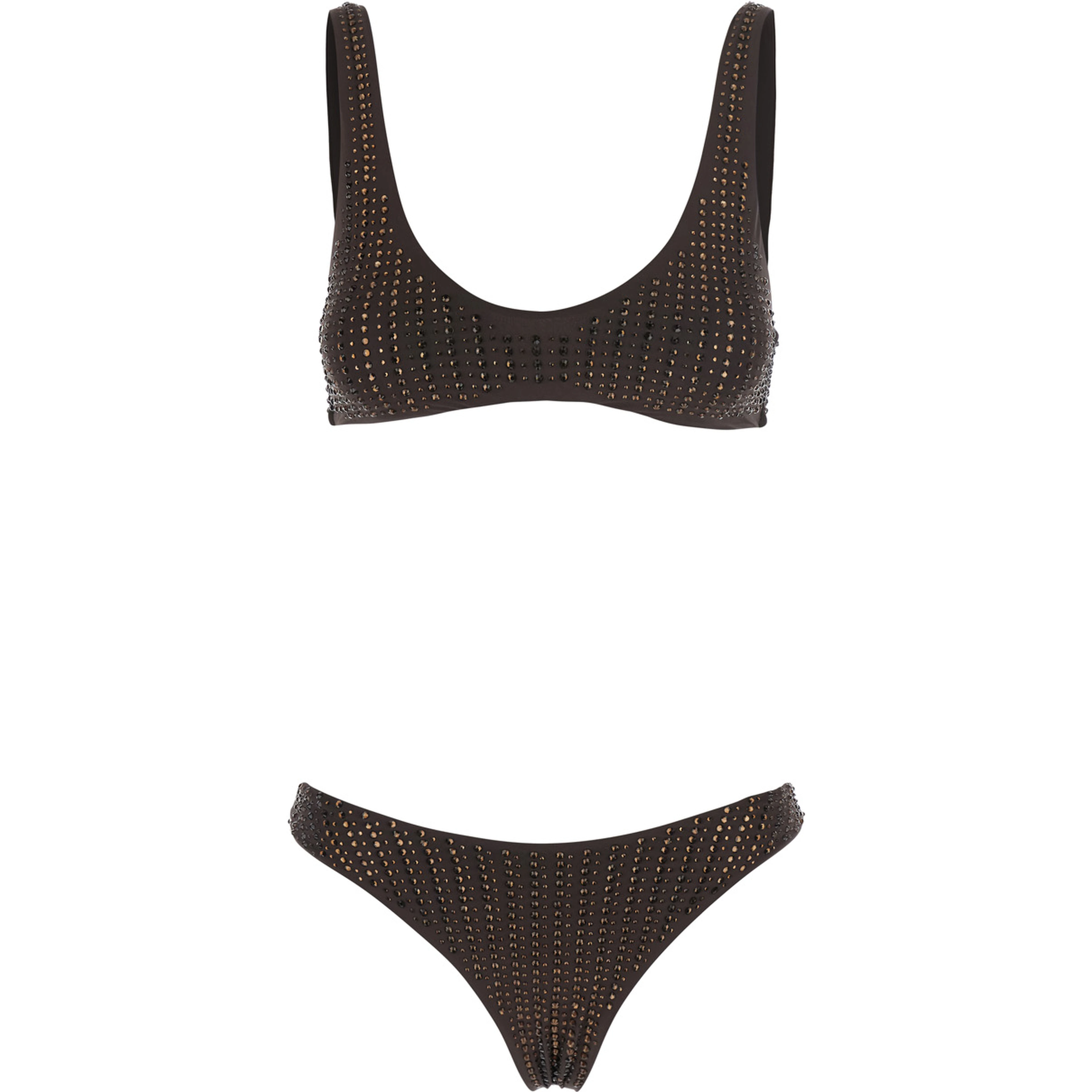 Brown Bikini with Brazilian cut bottoms and all-over sequins in Tech Fabric for women
