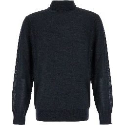Gray Turtleneck Sweater in Wool  for Men