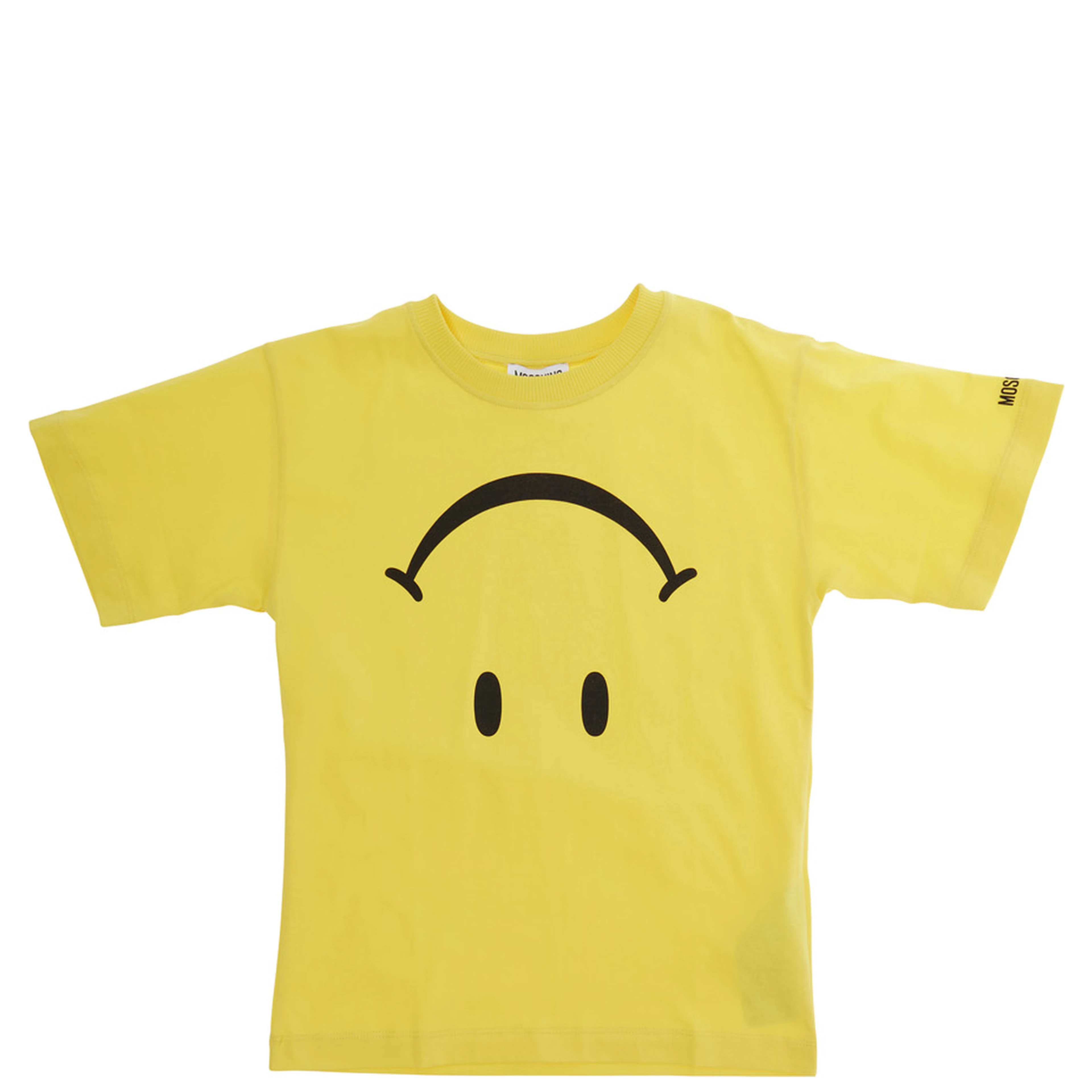 Yellow crew neck t-shirt with maxi print on the front in cotton boy