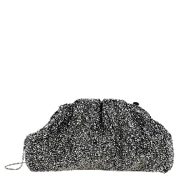 MIRACH SOFT CLUTCH IN VELVET EMBELLISHED WITH RHINESTONES AND FEATURING A REMOVABLE BLACK STRAP FOR WOMEN
