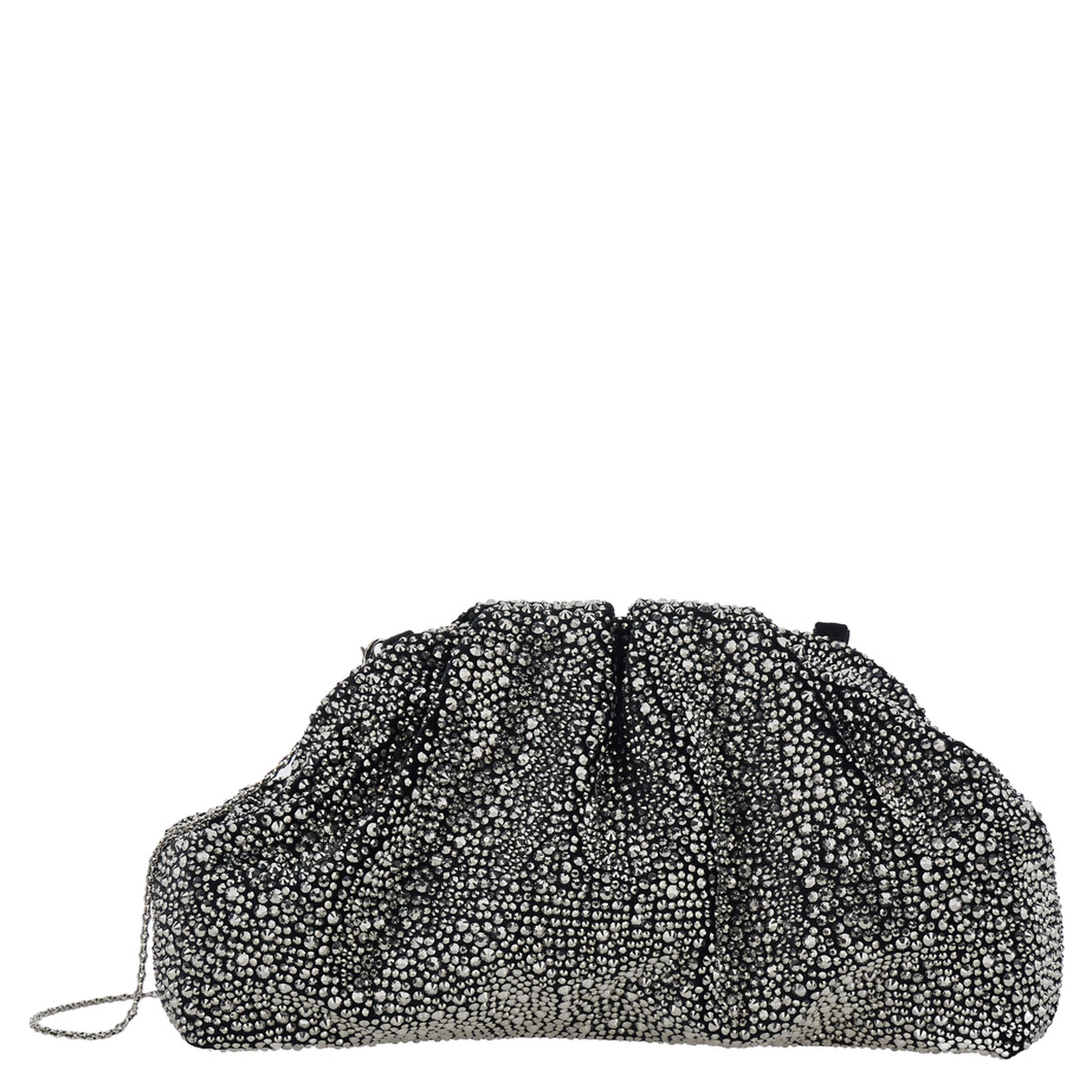 MIRACH SOFT CLUTCH IN VELVET EMBELLISHED WITH RHINESTONES AND FEATURING A REMOVABLE BLACK STRAP FOR WOMEN