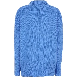 Heidi Light Blue Sweater with High Neck and Ribbed Finishes in Cashmere for Women