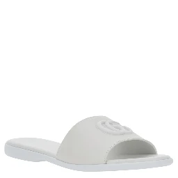 white Sandals with GG logo on the front in nappa women