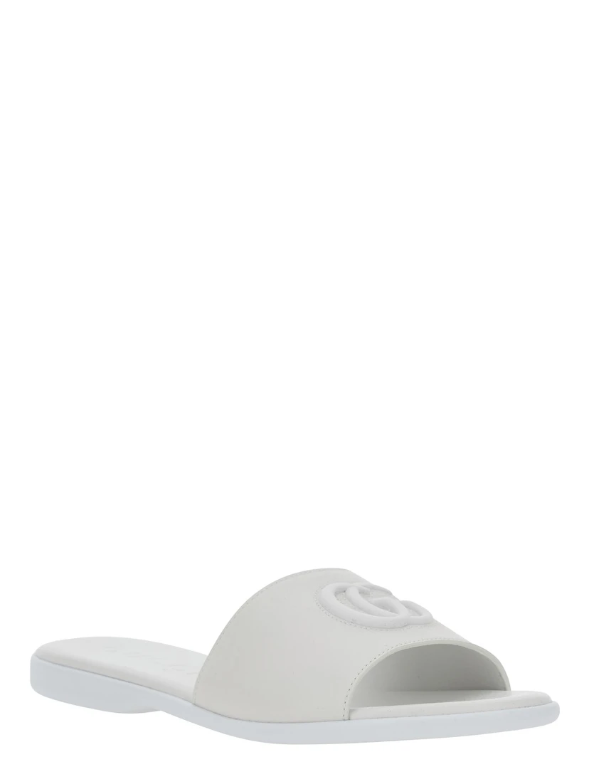 white Sandals with GG logo on the front in nappa women
