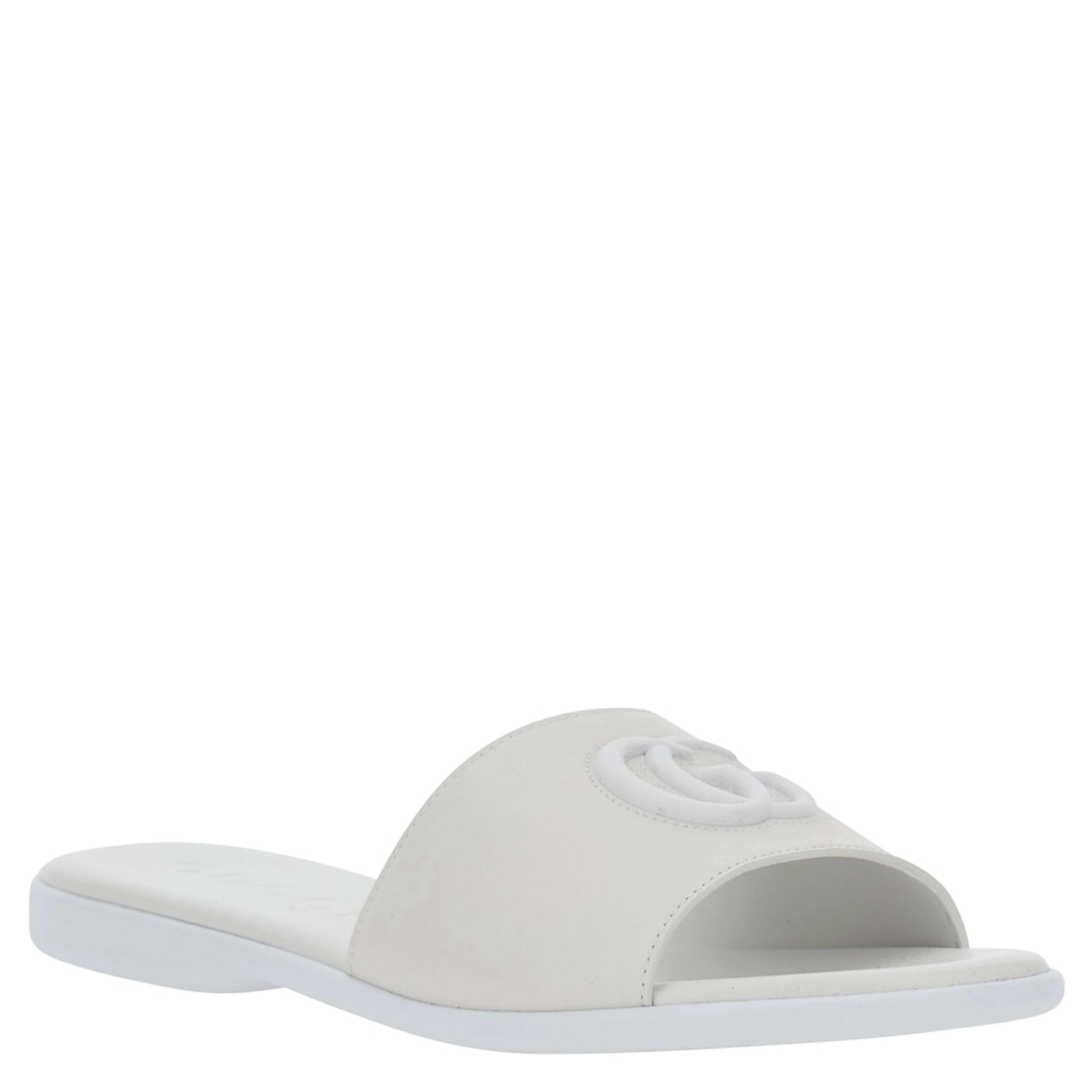 white Sandals with GG logo on the front in nappa women