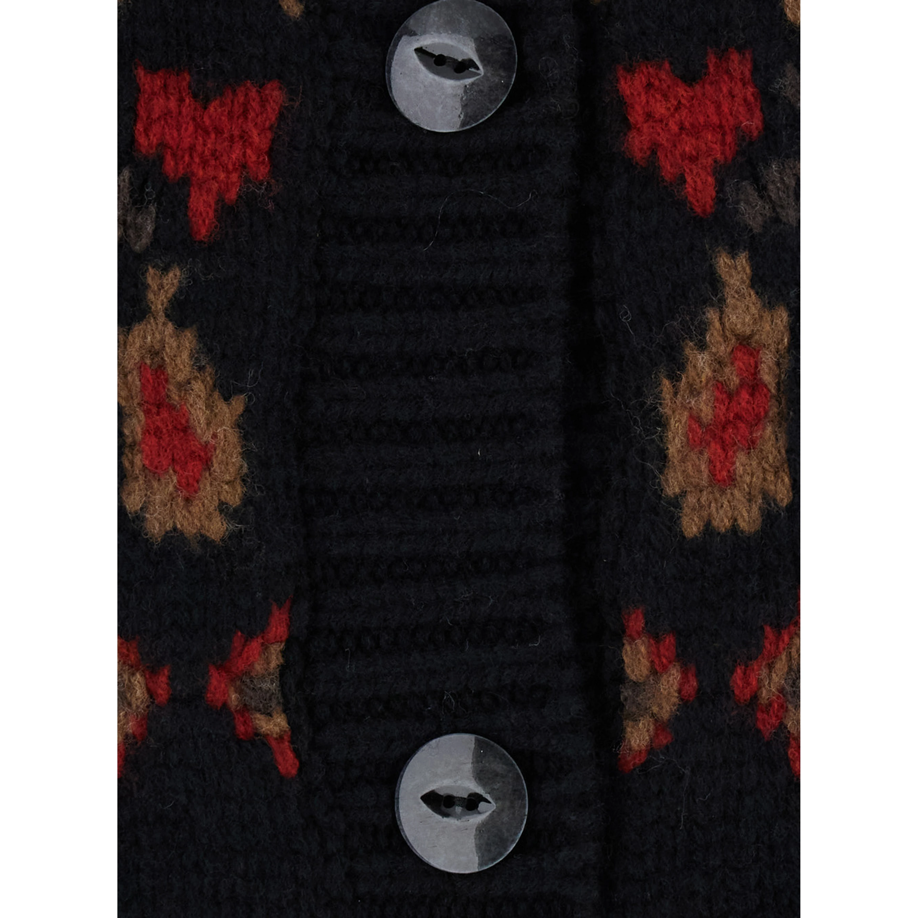 Sweet Winter Black Cardigan with shawl collar and geometric motif in wool for women