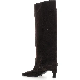 Amber Brown Knee-High Boots in Suede for Women