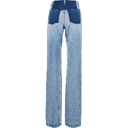 Light Blue Jeans with Contrasting Details on the Waist in Denim for Women