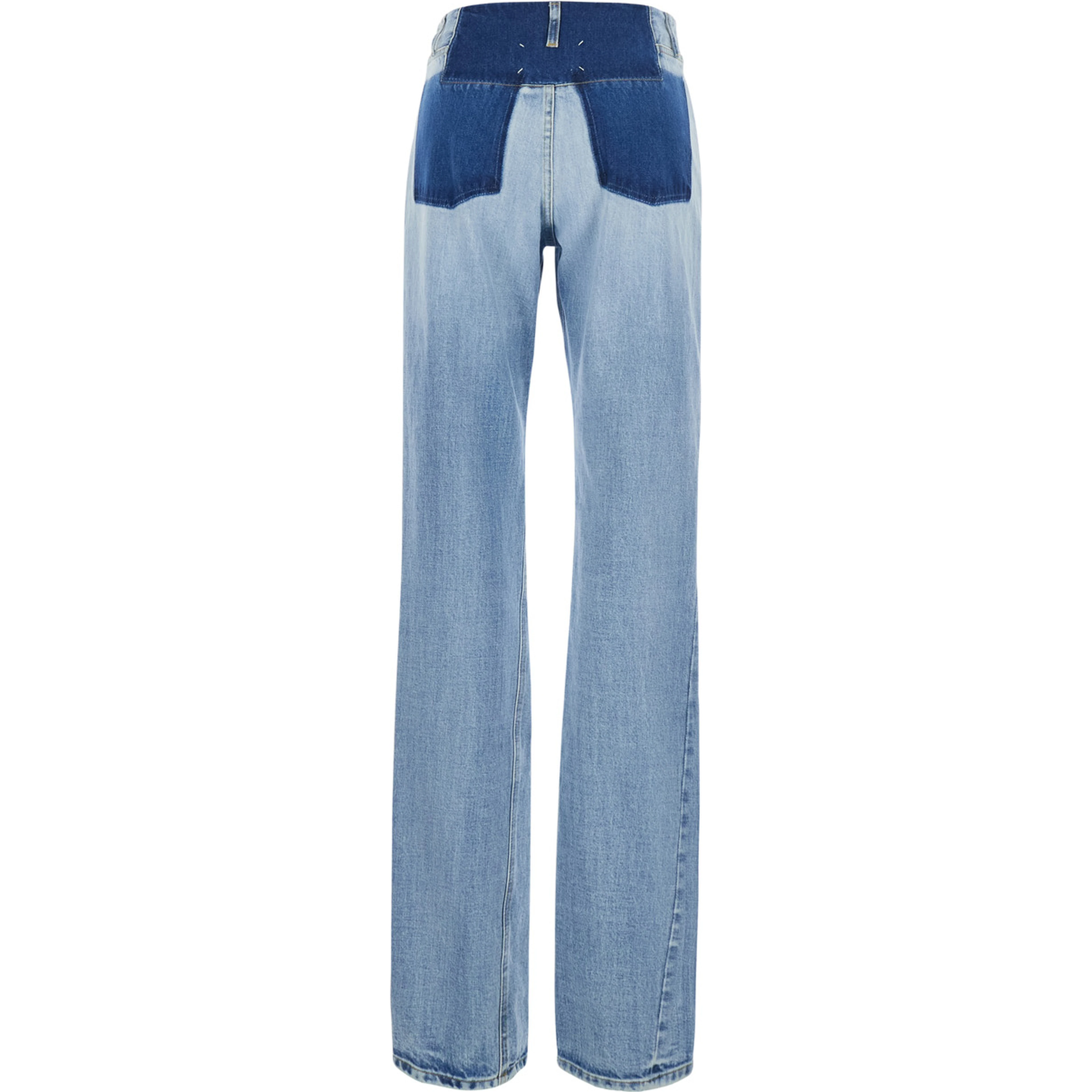 Light Blue Jeans with Contrasting Details on the Waist in Denim for Women