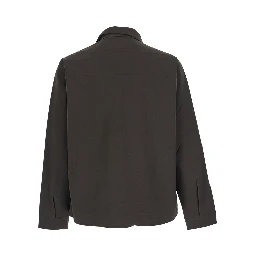 Shirt in Tech Fabric with Classic Collar and Long Sleeves Brown Unisex