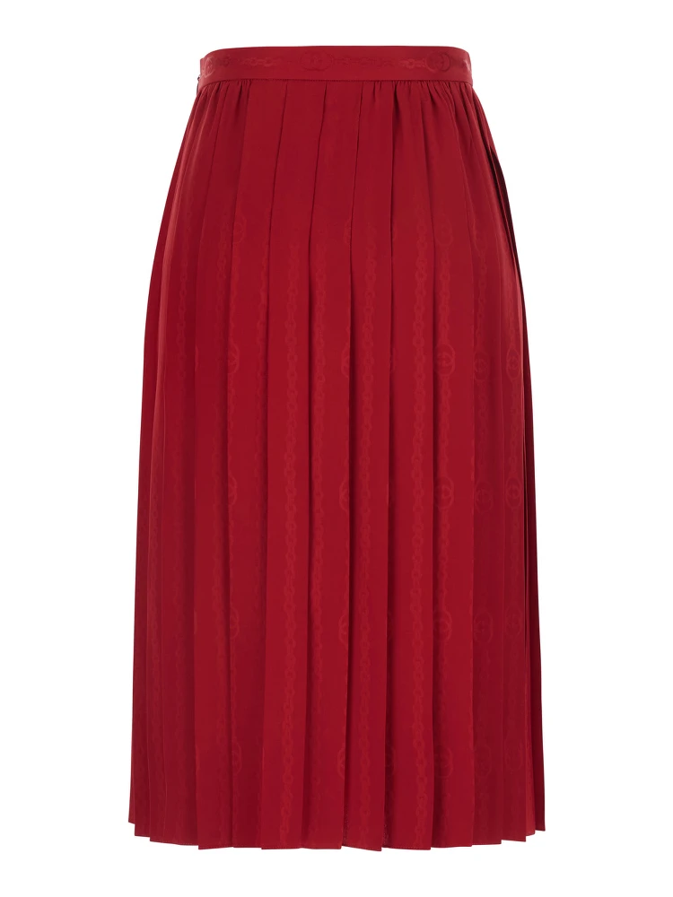 Red Pleated Skirt with chain GG motif in silk for women alternative
