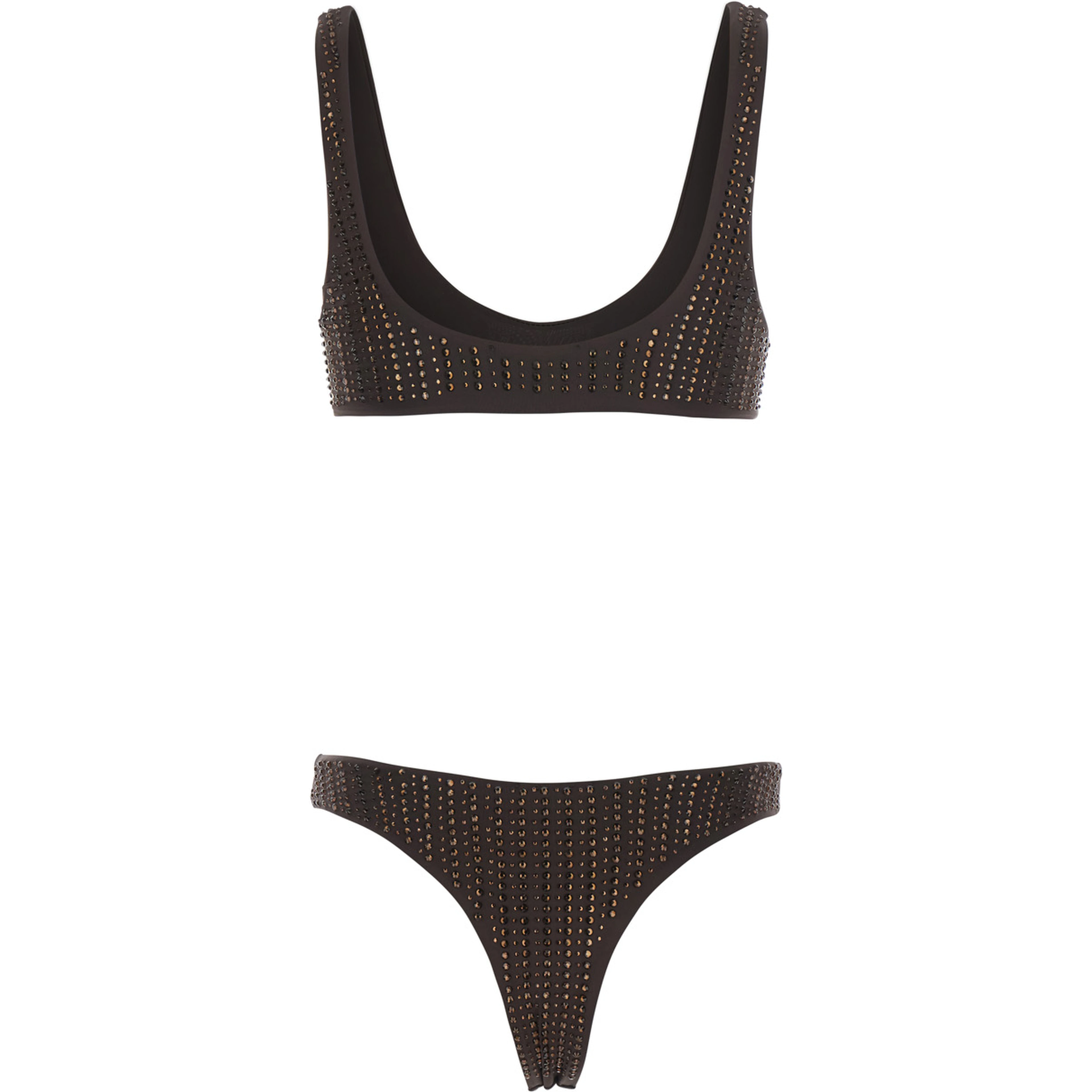 Brown Bikini with Brazilian cut bottoms and all-over sequins in Tech Fabric for women