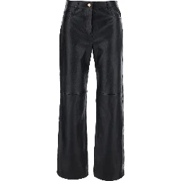 Pesca Black Pants with Five-Pocket Design in Leather for Women