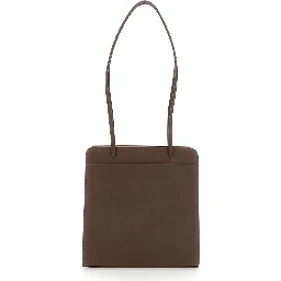 LISSE BAG with leather details and brown tech fabric lining unisex