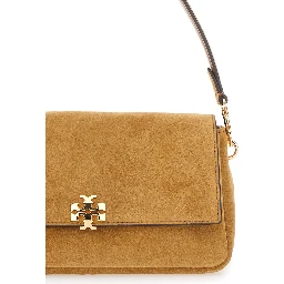 Charlie Brown Crossbody Bag with Adjustable and Removable Strap and Logo Plate on the Front in Suede for Women