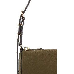 Izzy Green Shoulder bag with Logo Lettering on the Front and Adjustable Strap in Leather for Women