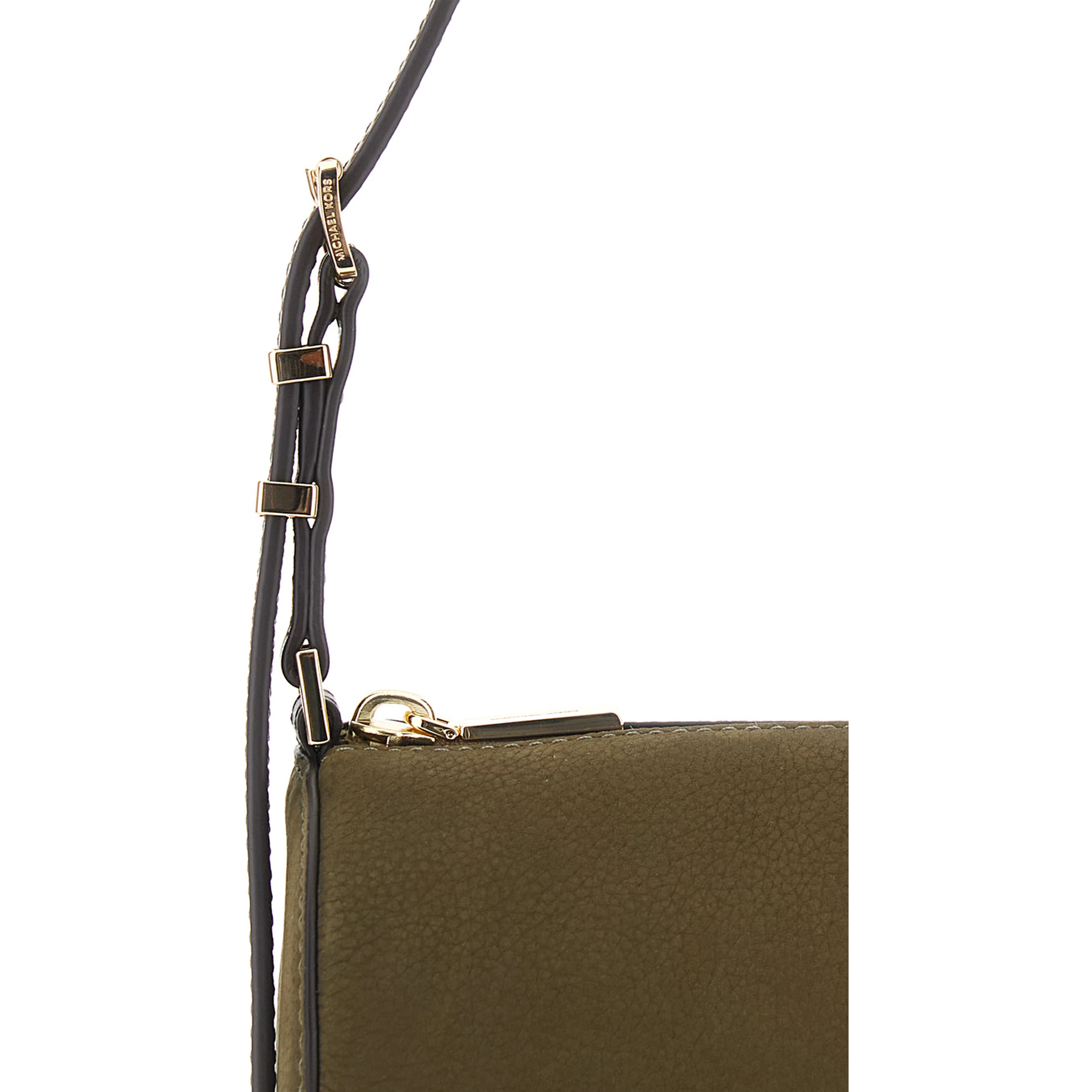 Izzy Green Shoulder bag with Logo Lettering on the Front and Adjustable Strap in Leather for Women