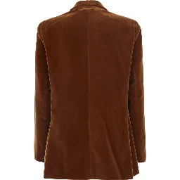 Jealousy Brown double-breasted jacket with Peak Revers in Velvet for Women