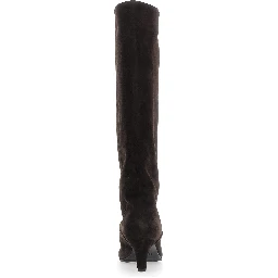 Amber Brown Knee-High Boots in Suede for Women