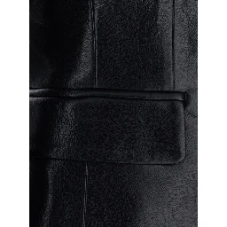 ZEFIRA black Jacket with Notched revers and crop design in eco-leather for women