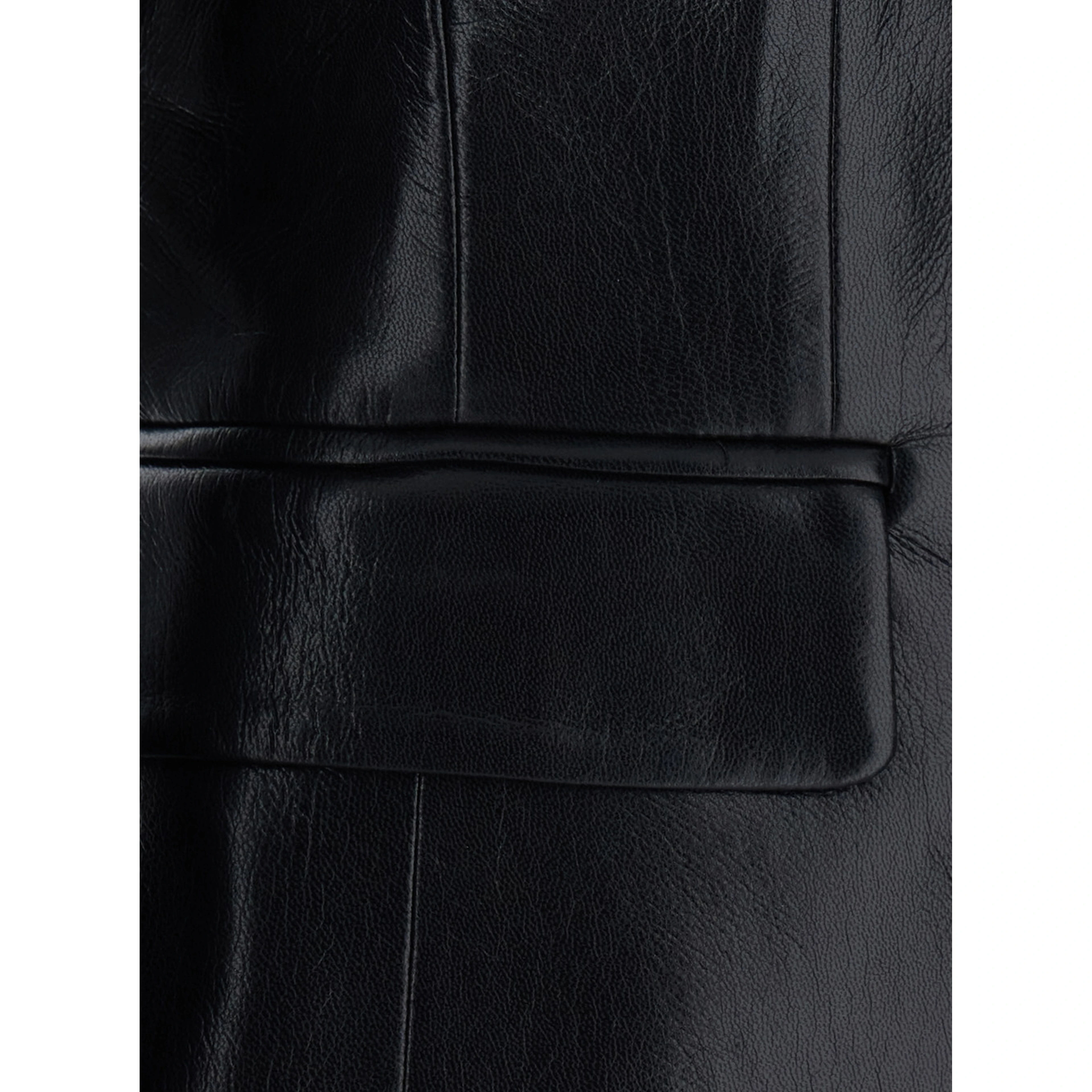 ZEFIRA black Jacket with Notched revers and crop design in eco-leather for women