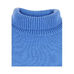 Heidi Light Blue Sweater with High Neck and Ribbed Finishes in Cashmere for Women