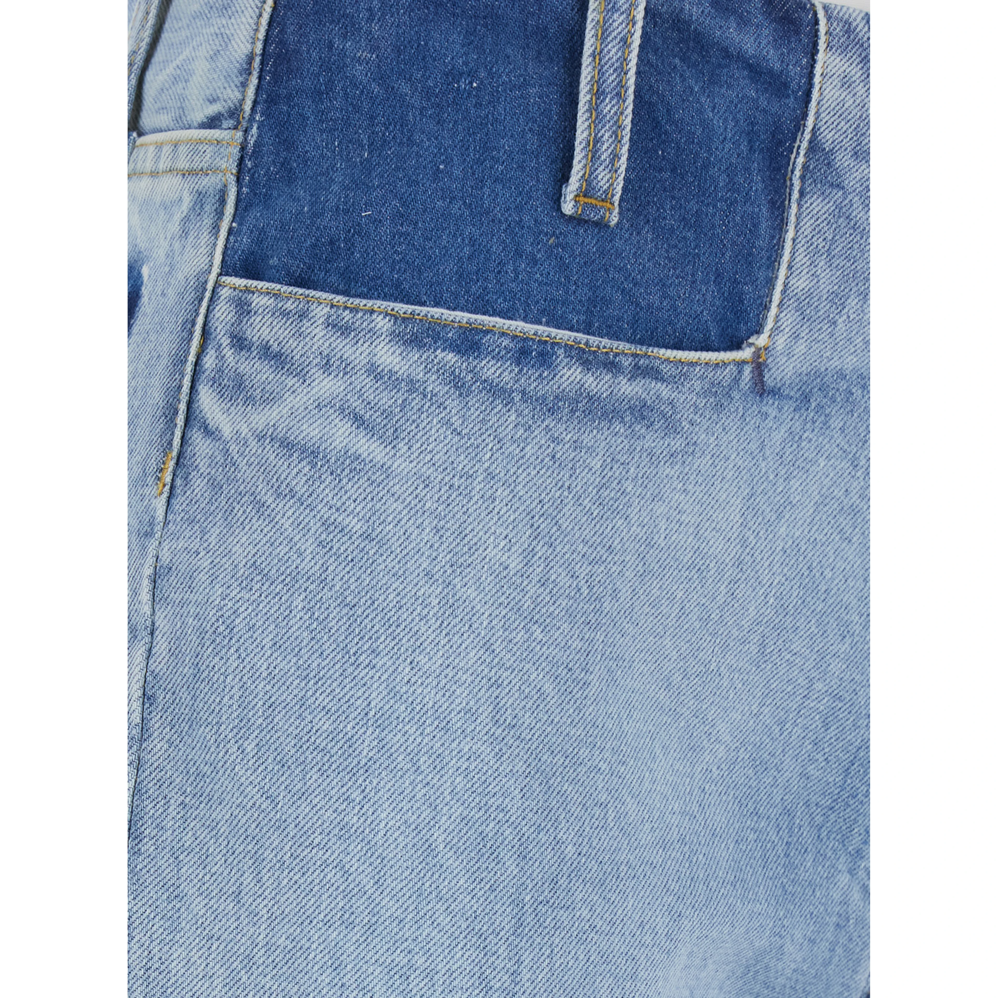 Light Blue Jeans with Contrasting Details on the Waist in Denim for Women