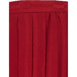 Red Pleated Skirt with chain GG motif in silk for women