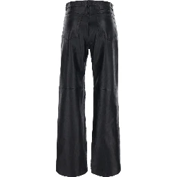 Pesca Black Pants with Five-Pocket Design in Leather for Women