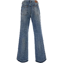 blue flare jeans with five-pocket design and Faded effect in denim for men