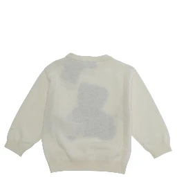 SWEATER with round neck and long sleeves in Cotton and Wool White Boy