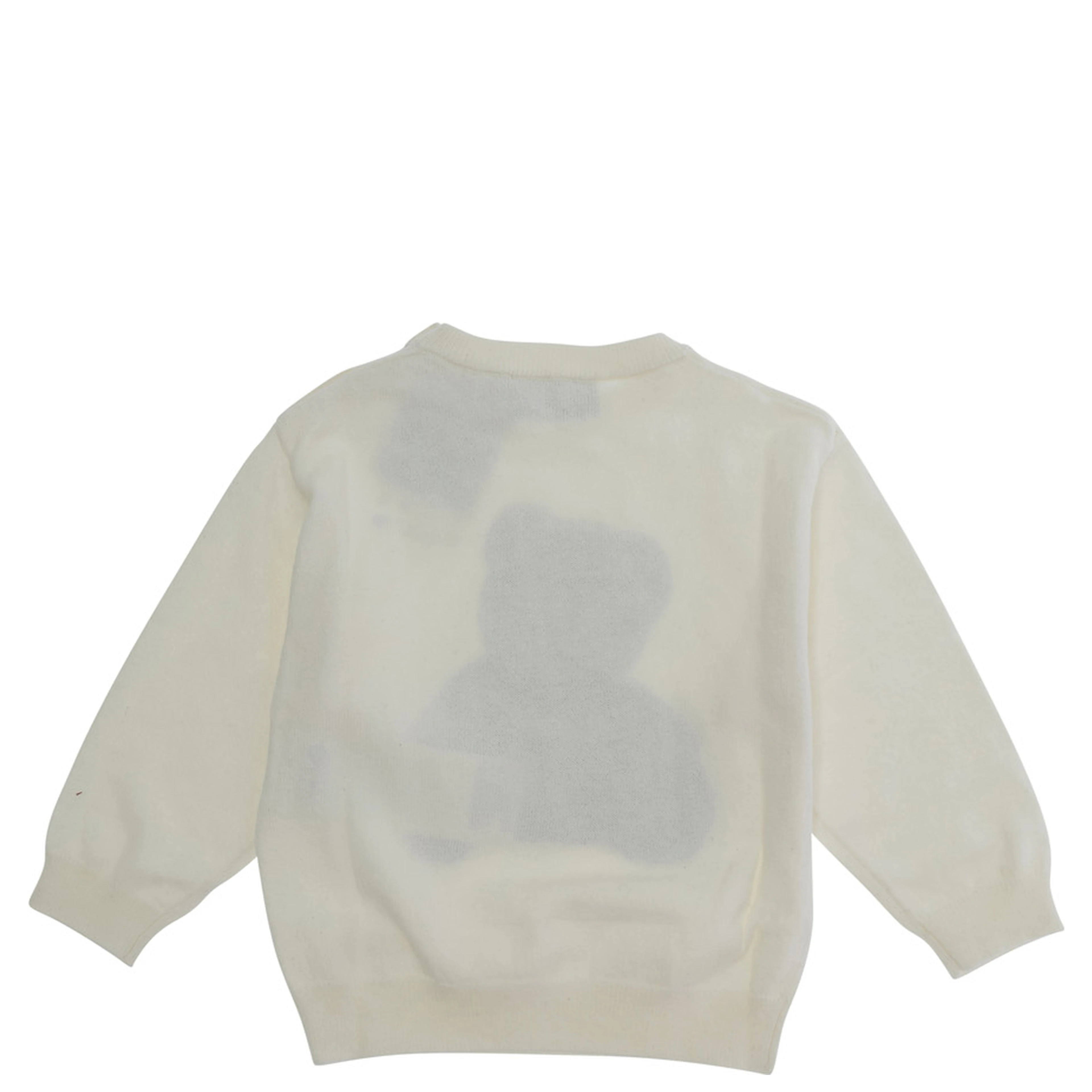 SWEATER with round neck and long sleeves in Cotton and Wool White Boy
