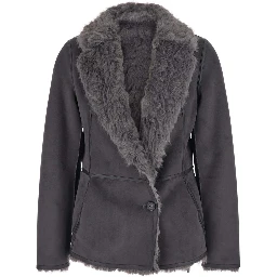 Grey Fur Coat with Reversible Design in faux-fur for Women