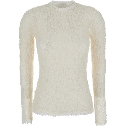 Brany white top with all-over lace trim in cotton blend for women